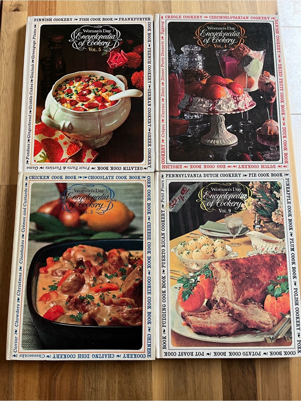 Vintage 1960s Woman’s Day Encyclopedia of Cookery Vol 3,4,5,9 Hardcover